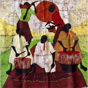 Handmade tie dye wall batik art - genuine.  Colorful African Art Tapestry